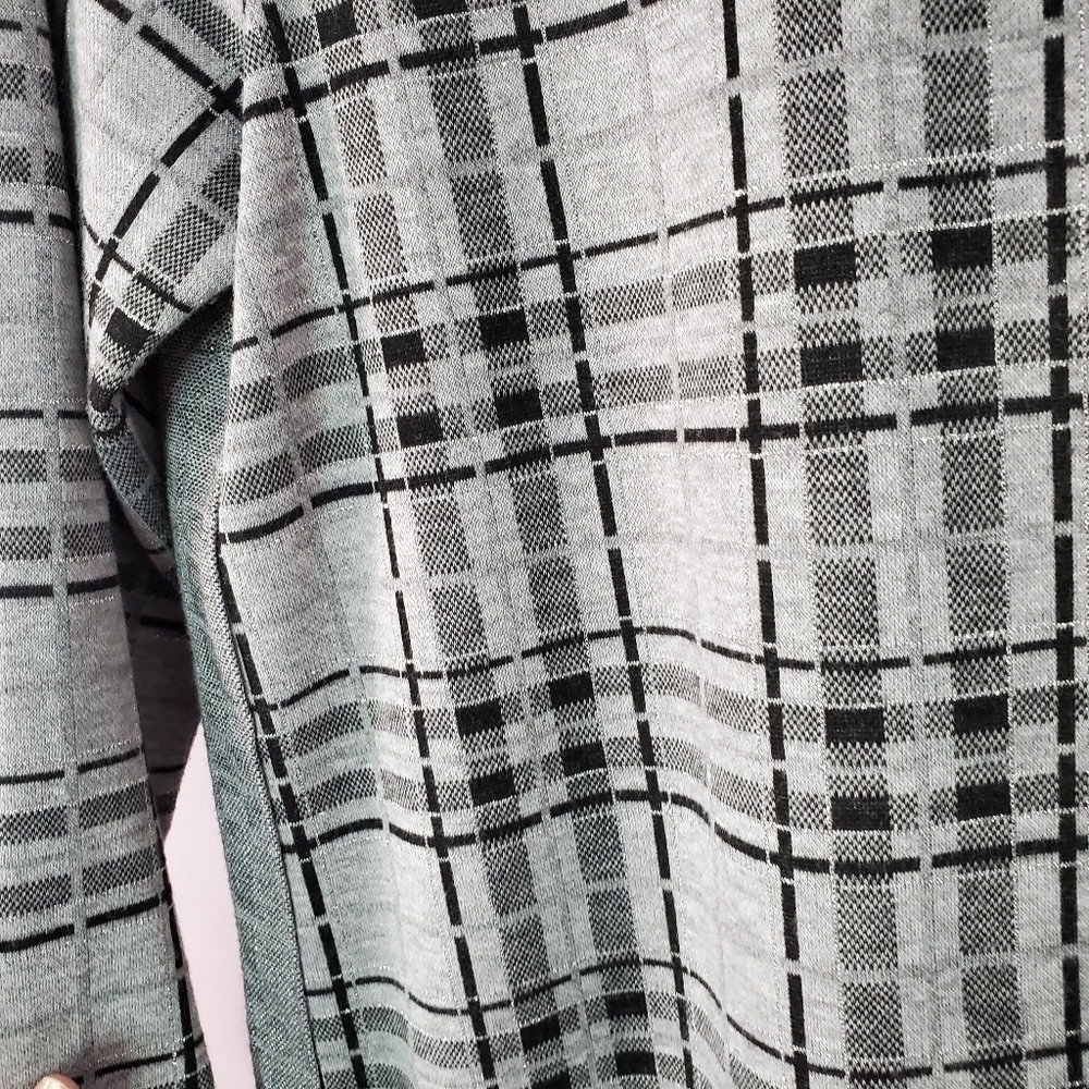 J. Jill Gray Black Silver Metallic Plaid Medium - Picture 11 of 11